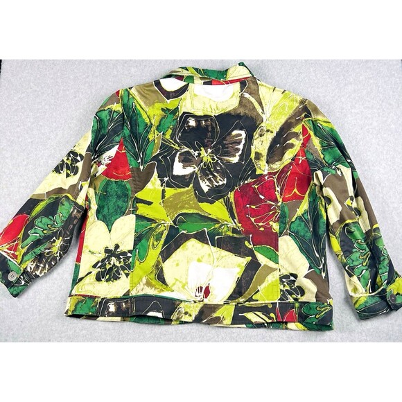 Chicos Art to Wear Floral Blazer Womens 3 Multicolor Button Front Jacket - Picture 3 of 12